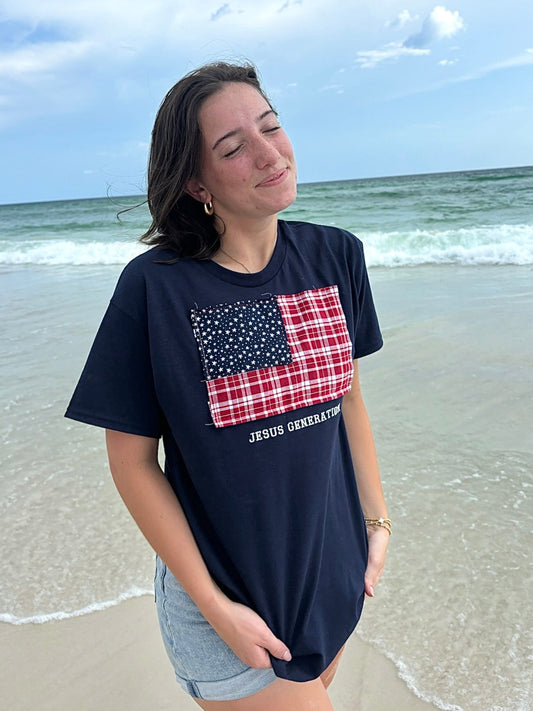 JG American Flag T-Shirt. *HANDMADE BY BELLA