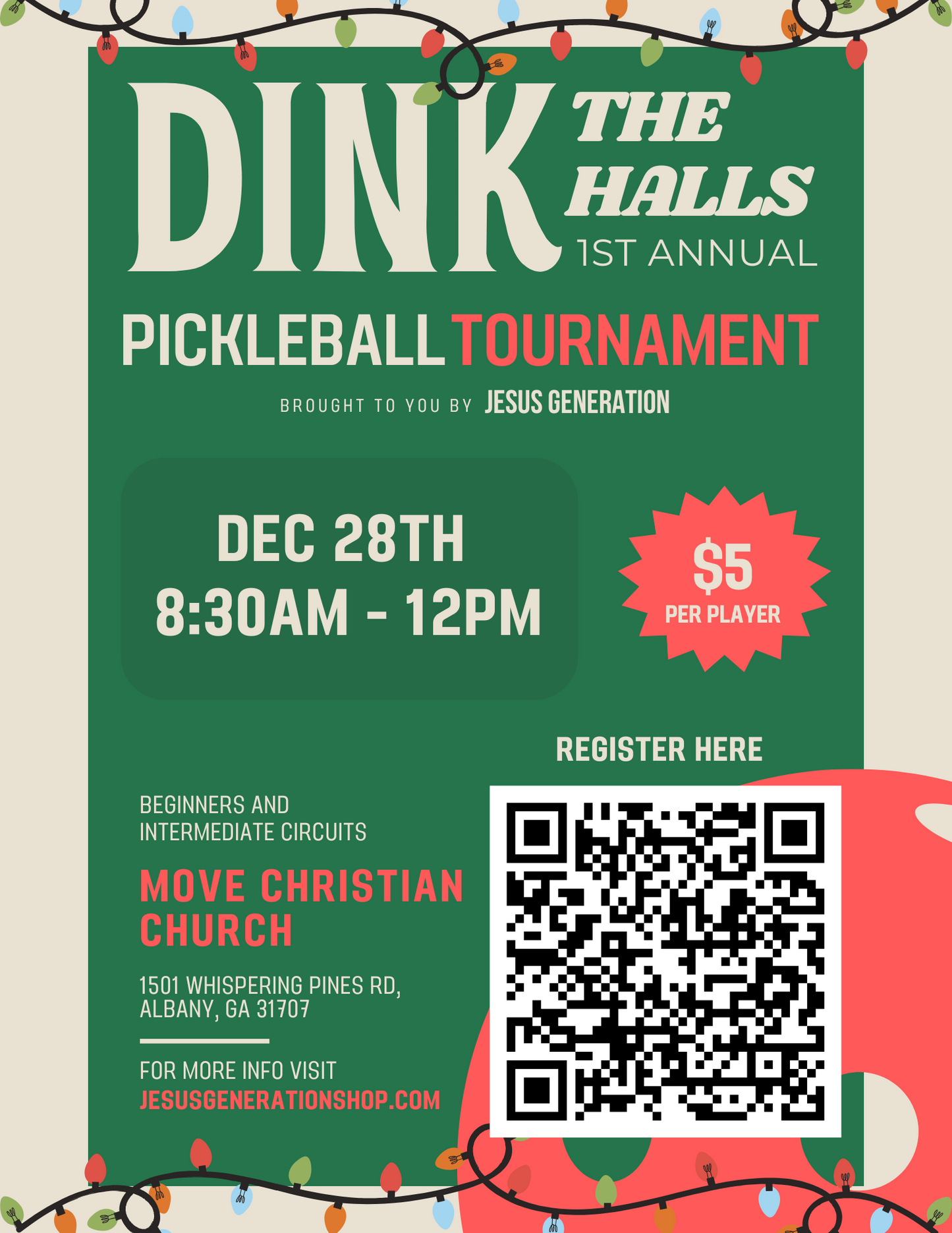 Dink The Halls 2024 Doubles Pickleball Tournament Entry