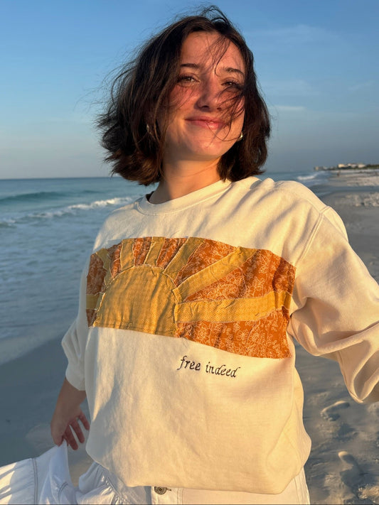 Free Indeed Sunrise Sweatshirt. *HANDMADE BY BELLA